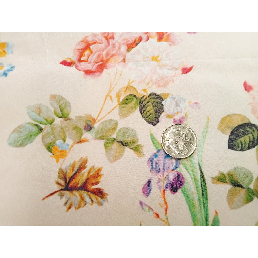 Digital printed floral sateen