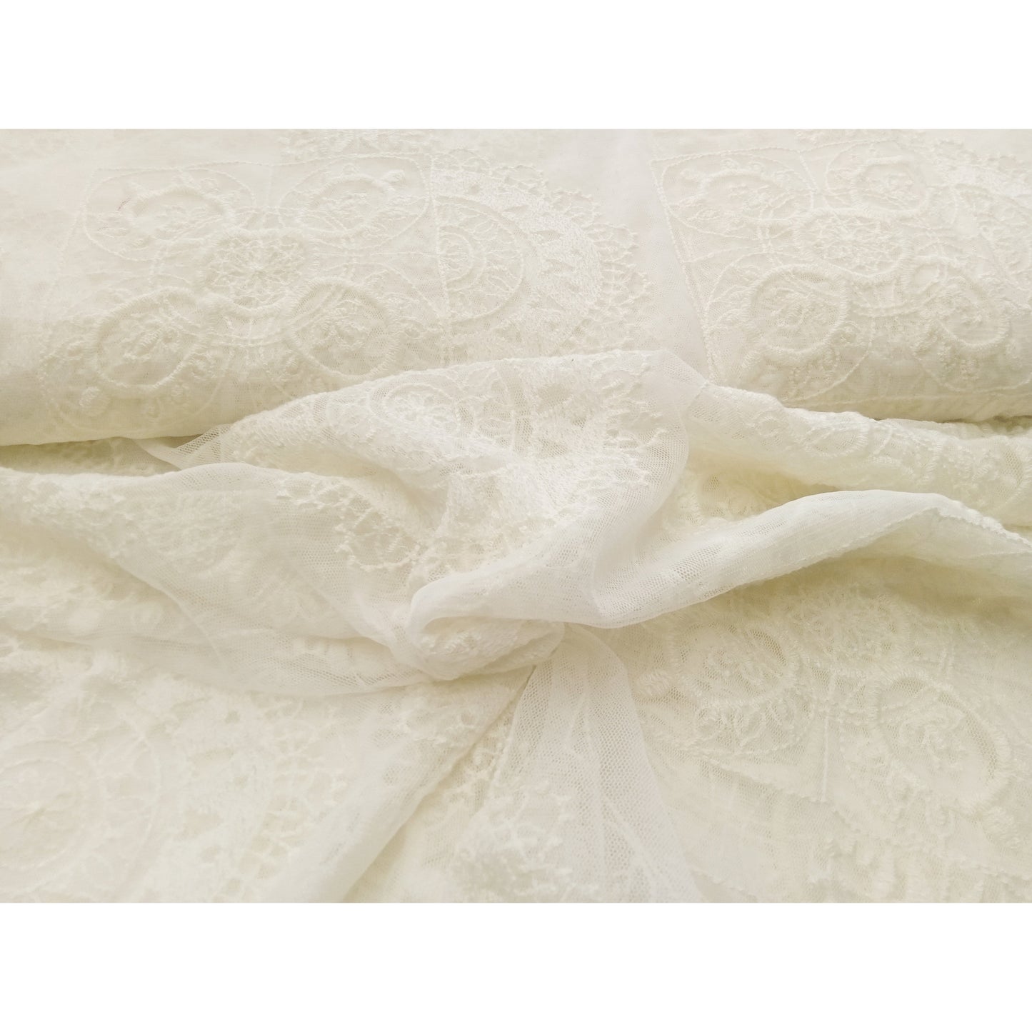 Vintage design stretch lace - ivory