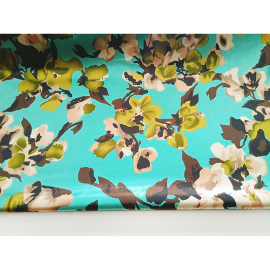 Blossom floral printed stretch satin -sold by 1/2mtr