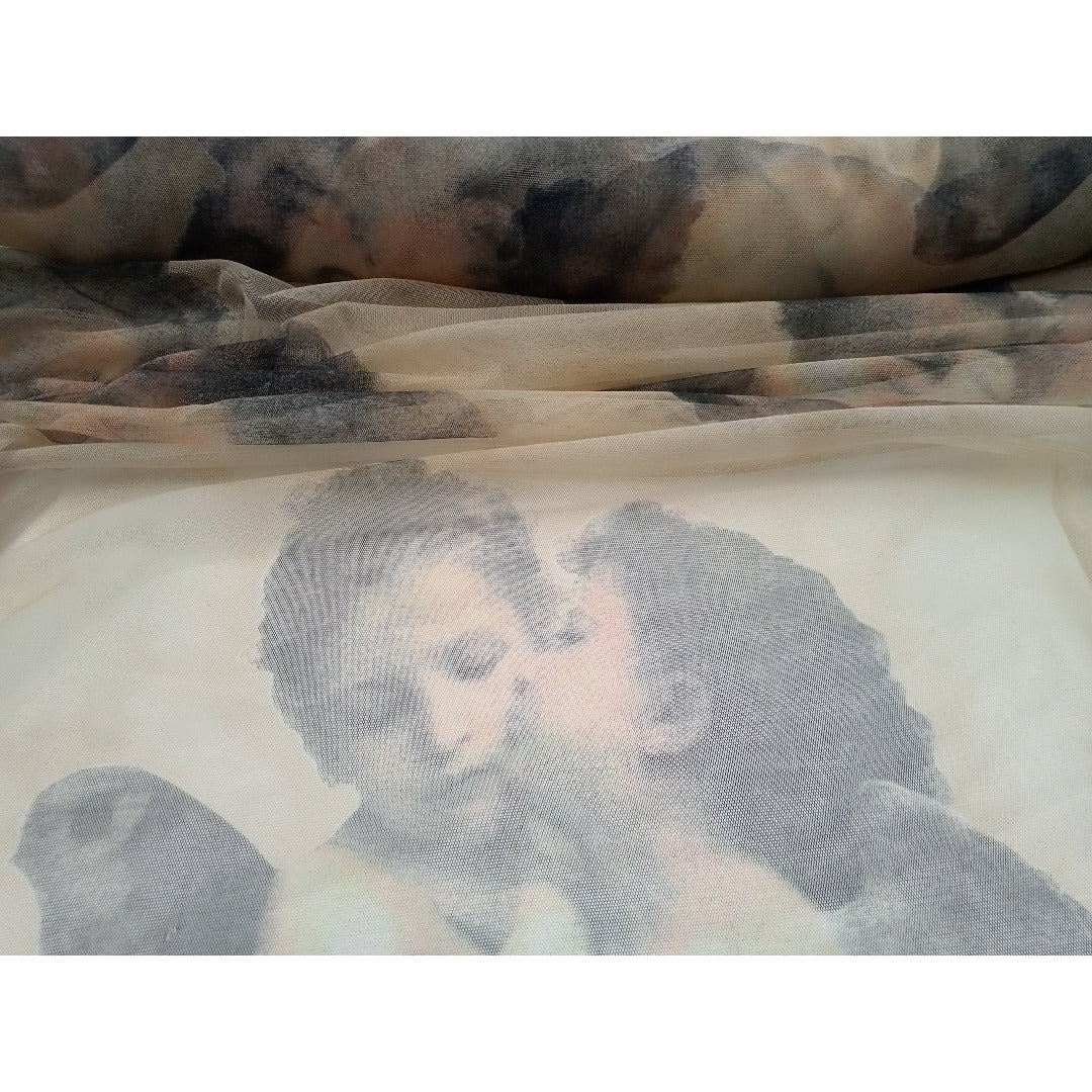 Angels - stretch mesh fabric - sold by 1/2mtr