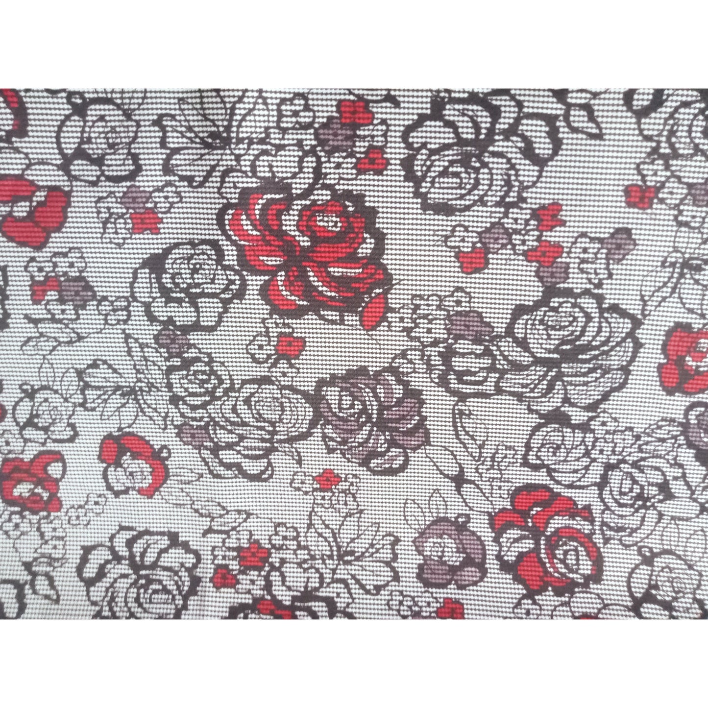 Herringbone/roses printed ponte