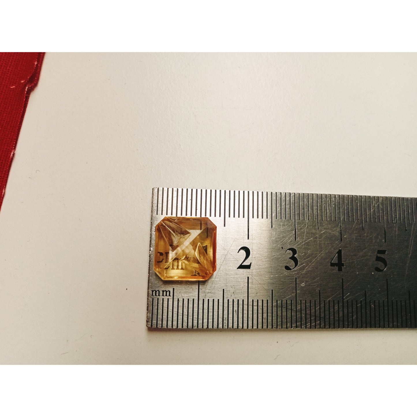 1cm- Gold square coloured glass buttons.  - 9