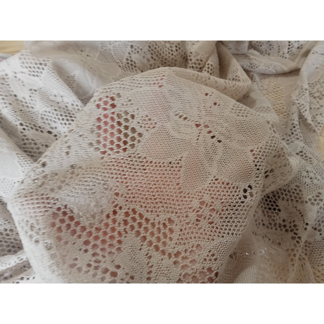 Marishka -taupe floral lace - sold by 1/2mtr