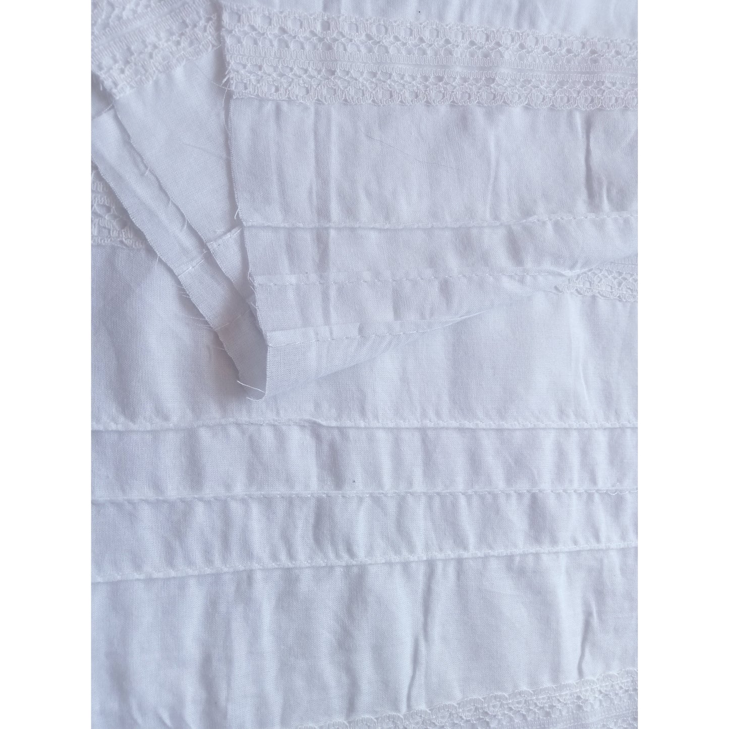 Ella- embellished white woven cotton fabric