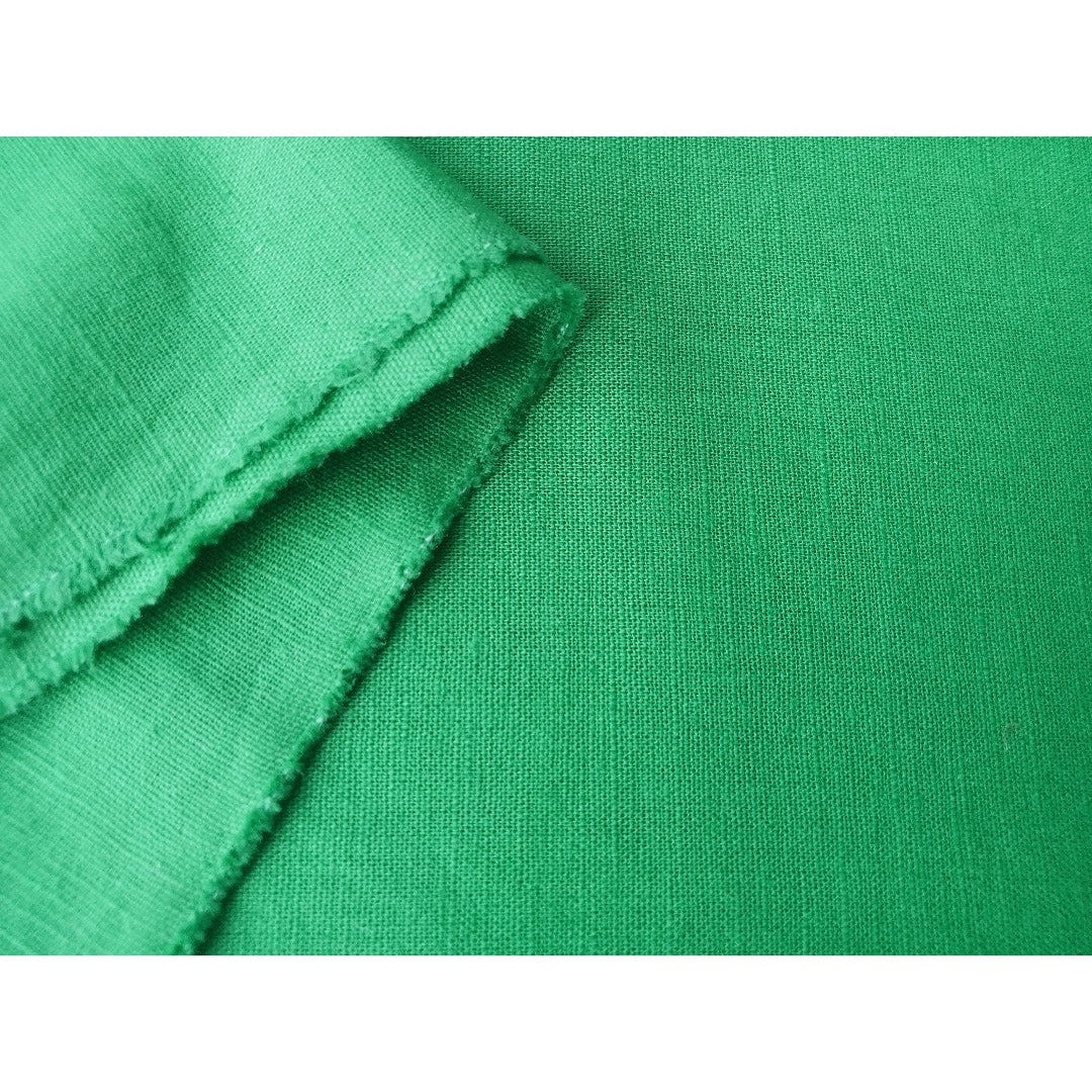 Indi green cotton/linen shimmer woven fabric -sold by 1/2mtr
