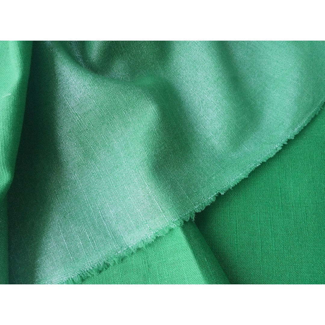 Indi green cotton/linen shimmer woven fabric -sold by 1/2mtr
