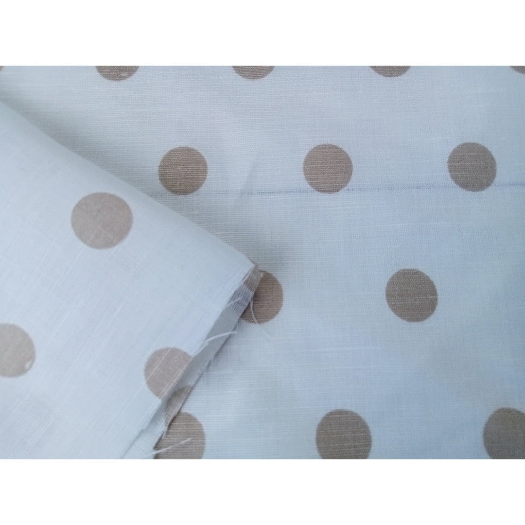 Polka dot printed cotton/linen fabric sold by 1/2mtr