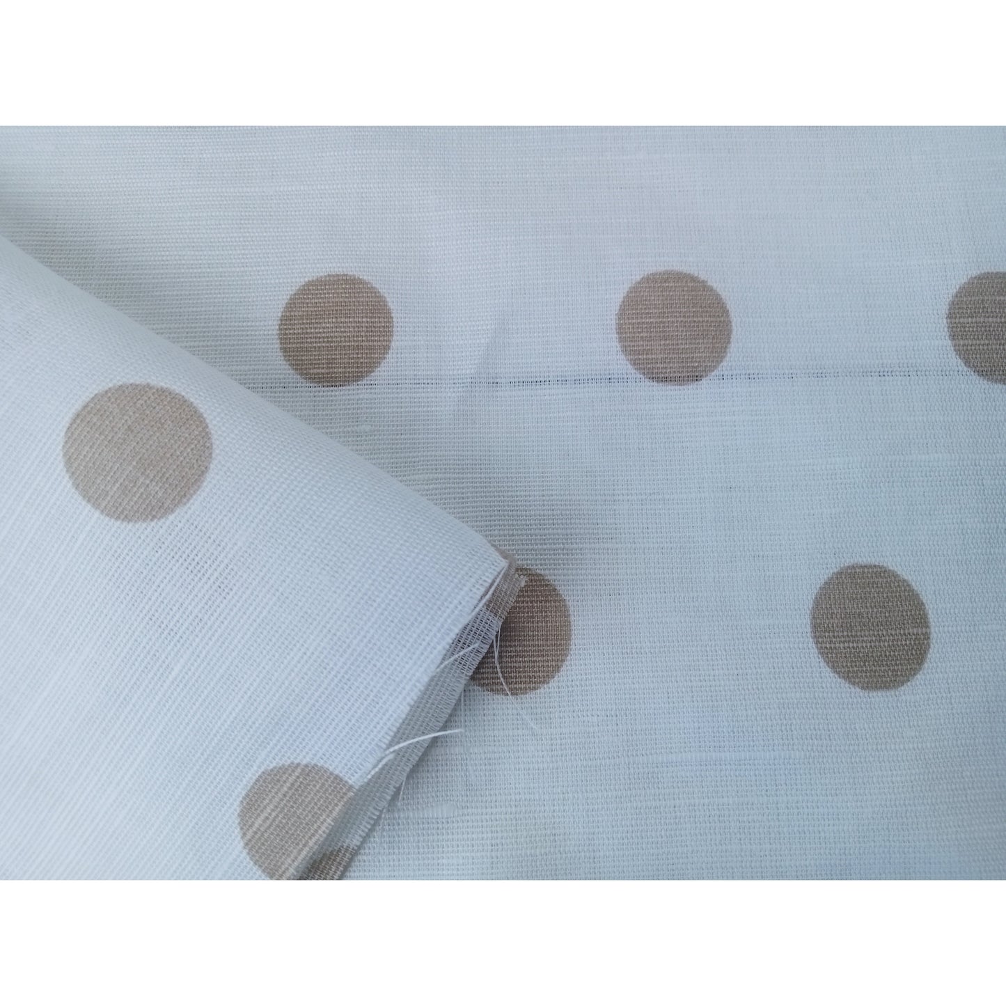 Polka dot printed cotton/linen fabric sold by 1/2mtr