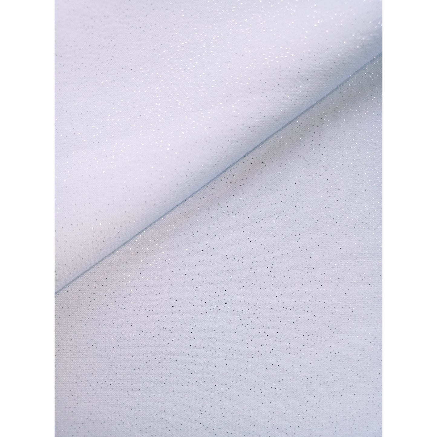 Capri-white silver foil jersey - sold by 1/2mtr