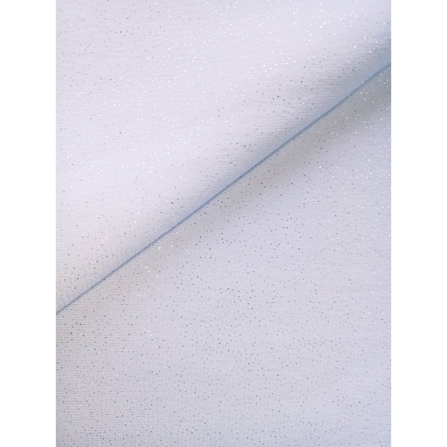 Capri-white silver foil jersey - sold by 1/2mtr
