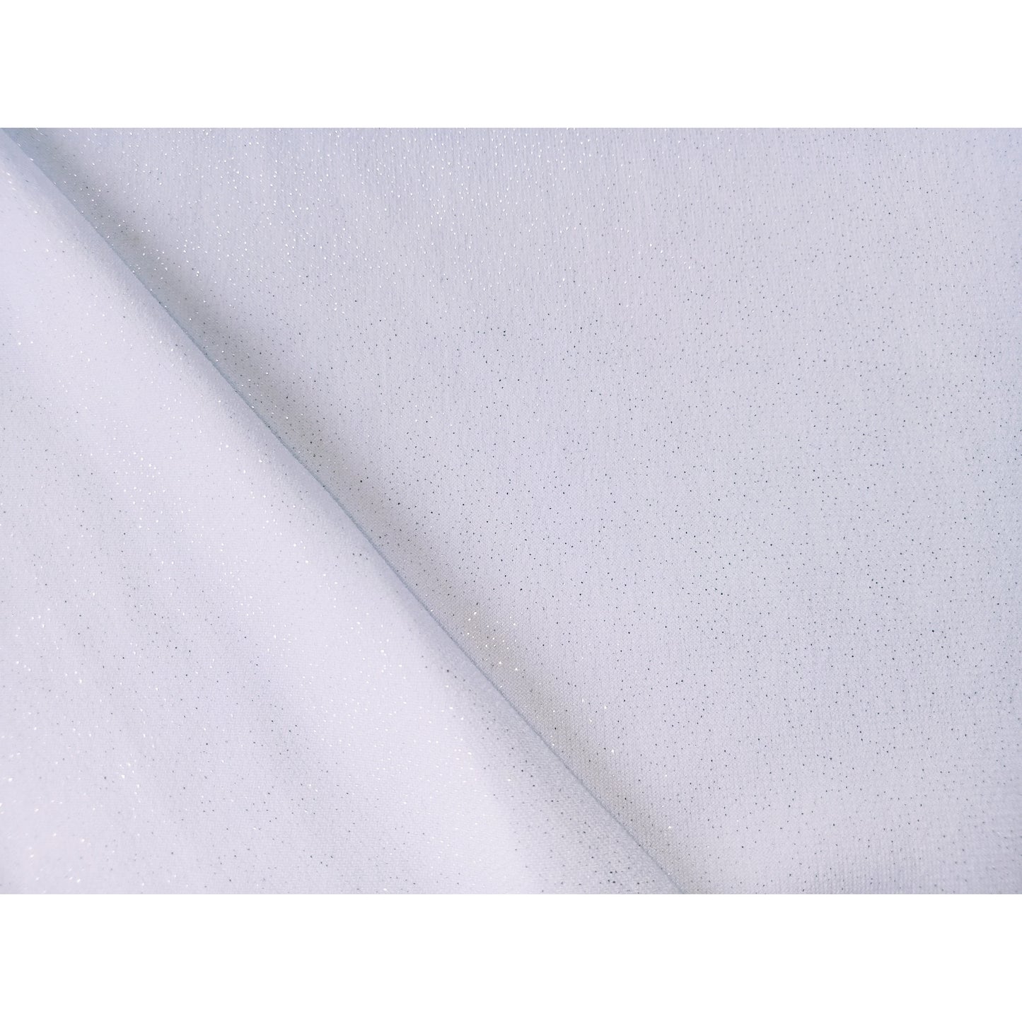 Capri-white silver foil jersey - sold by 1/2mtr