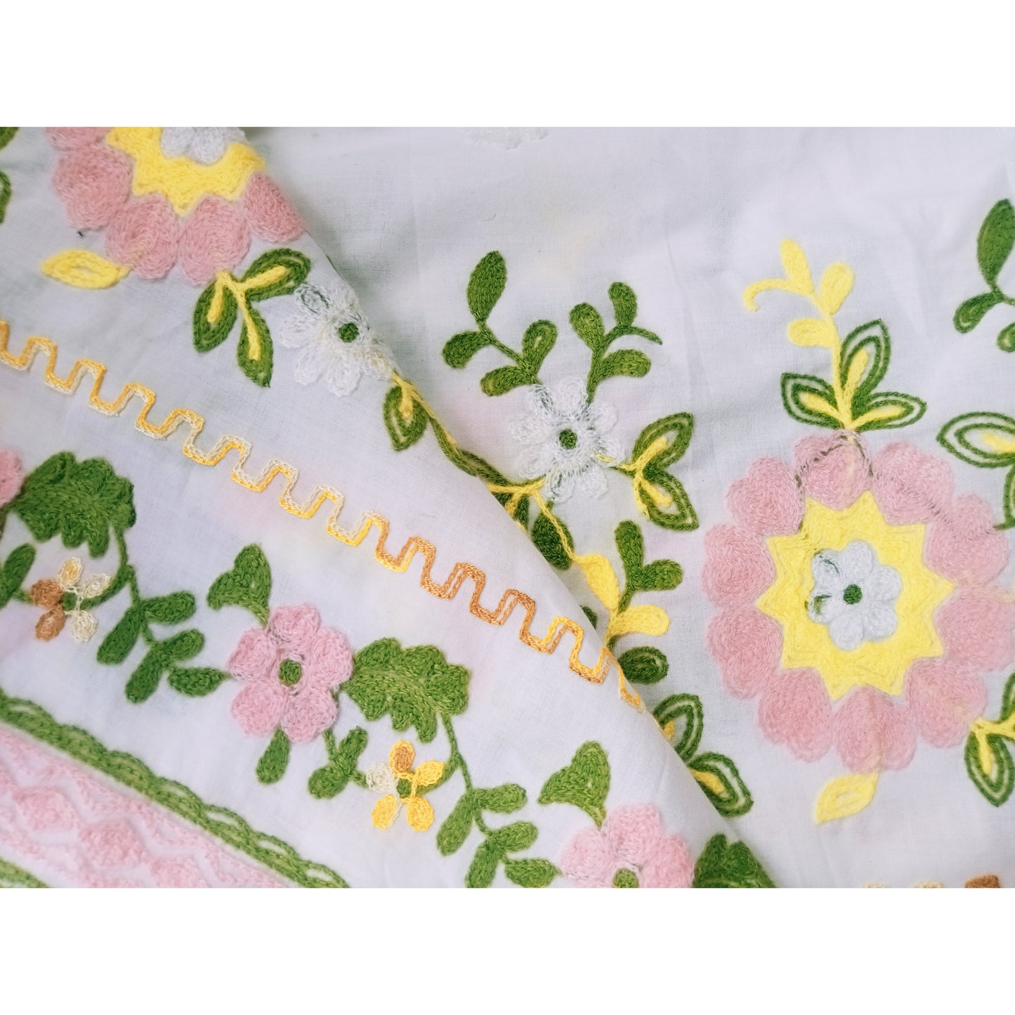 Marina - floral embroidered cotton fabric -sold by 1/2mtr