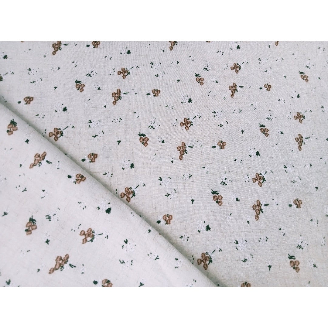 Daisy - Floral printed woven linen fabric