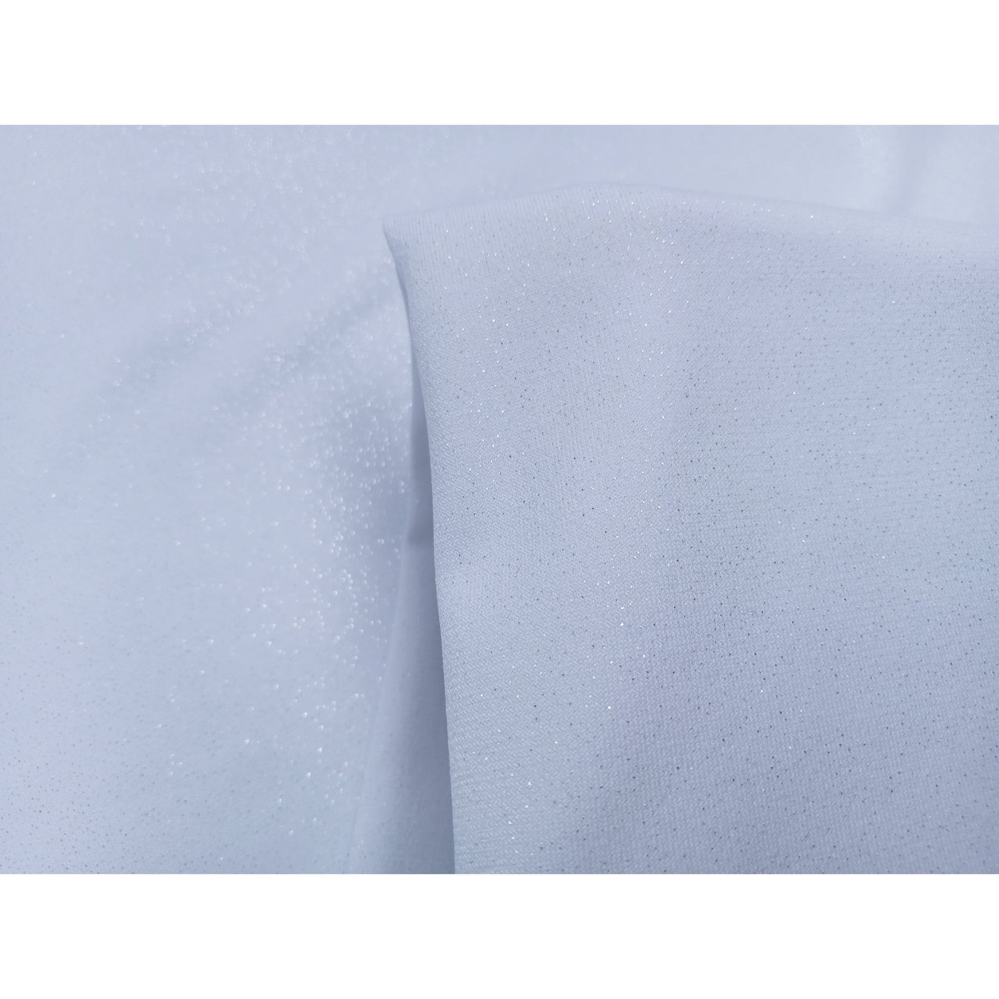 Capri-white silver foil jersey - sold by 1/2mtr
