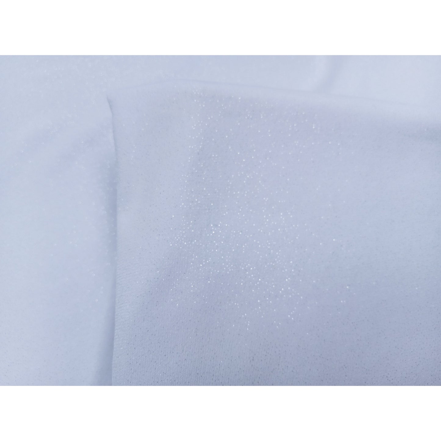 Capri-white silver foil jersey - sold by 1/2mtr