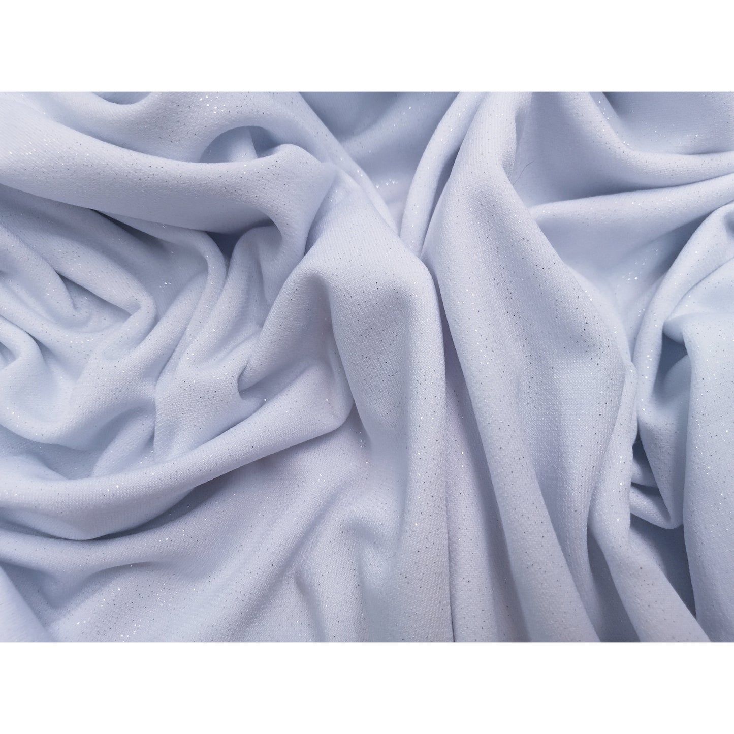 Capri-white silver foil jersey - sold by 1/2mtr