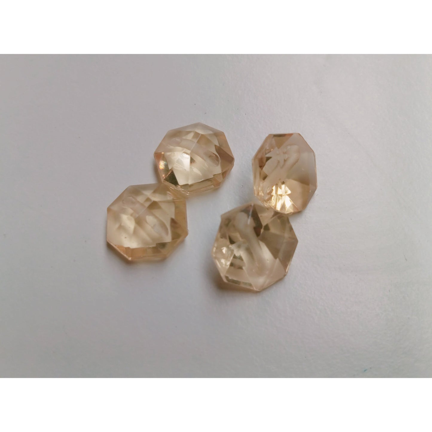 1cm- Gold square coloured glass buttons.  - 9
