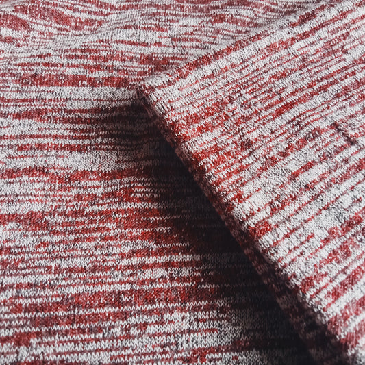 Marble knit -blood red/grey - sold by 1/2mtr