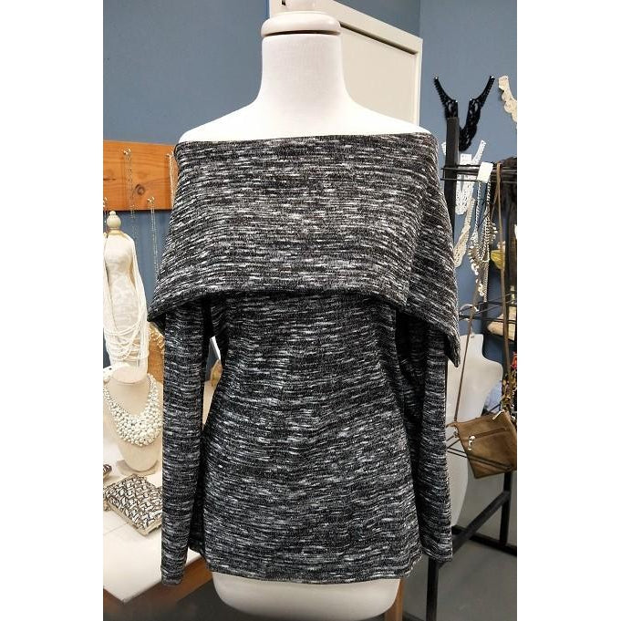 Beautiful marle knit fabric - charcoal/white