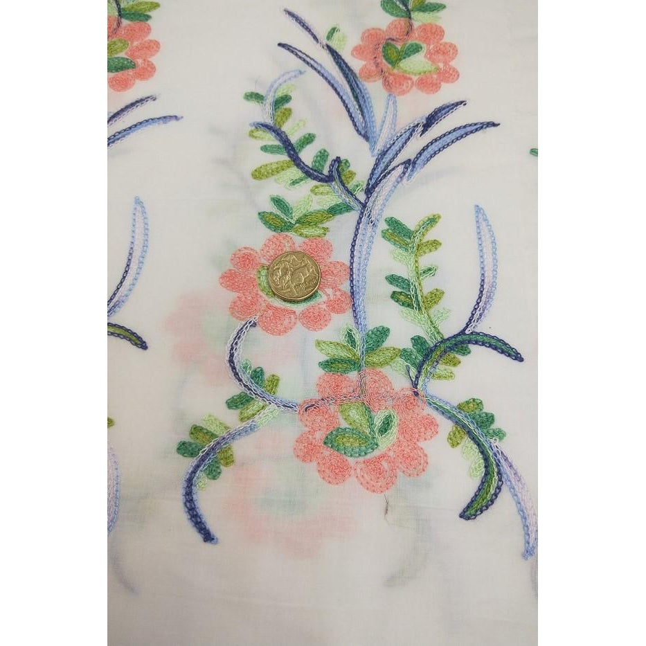 Floral embroided cotton voile