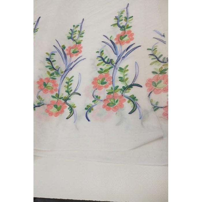 Floral embroided cotton voile