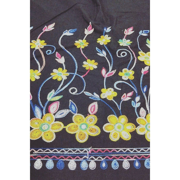 Boarder embroidered woven cotton fabric