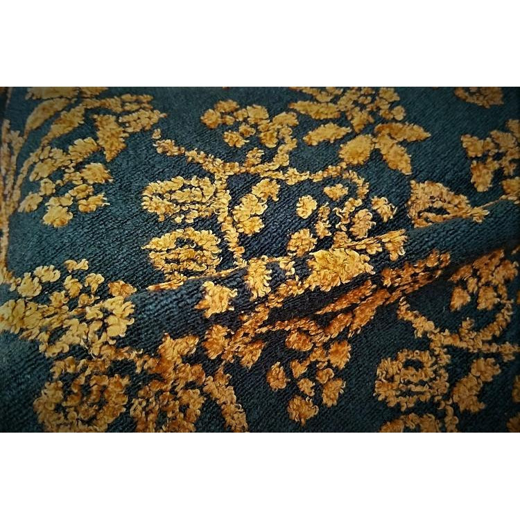 Floral design Acrylic/blend knit - chocolate/orange sold by 1/2mtr