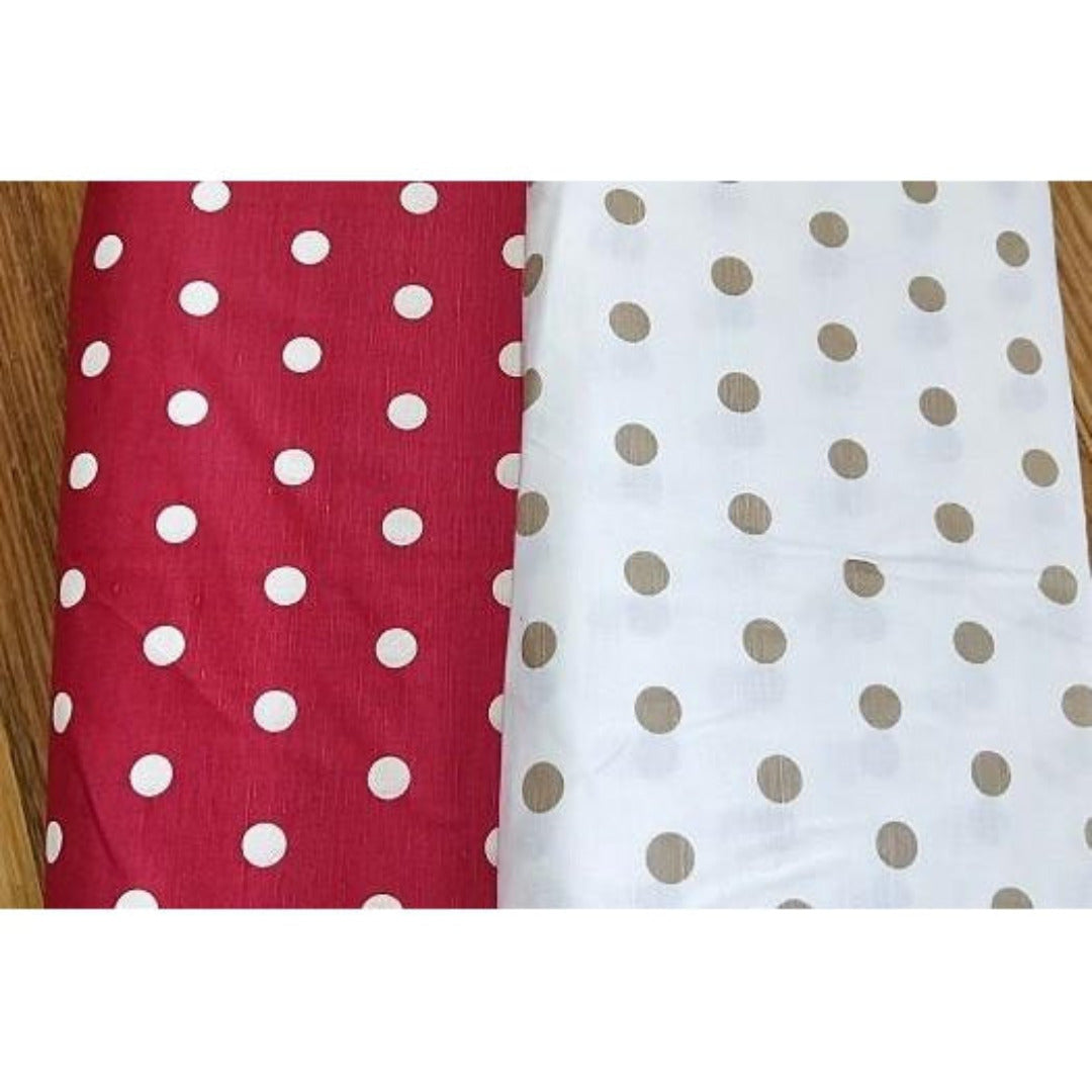 Polka dot printed cotton/linen fabric sold by 1/2mtr