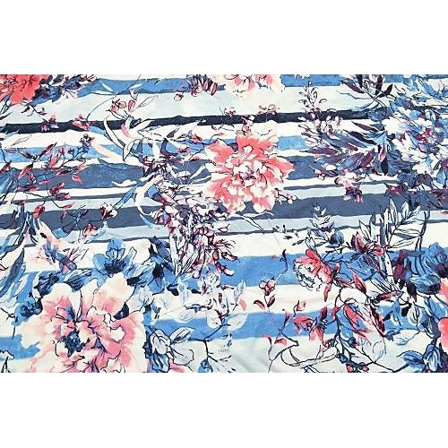 stripe/floral printed viscose jersey- sold by 1/2mtr