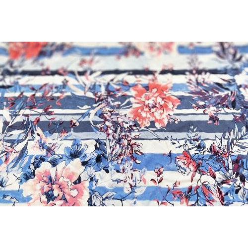 stripe/floral printed viscose jersey- sold by 1/2mtr