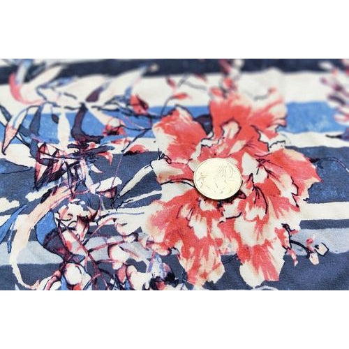 stripe/floral printed viscose jersey- sold by 1/2mtr