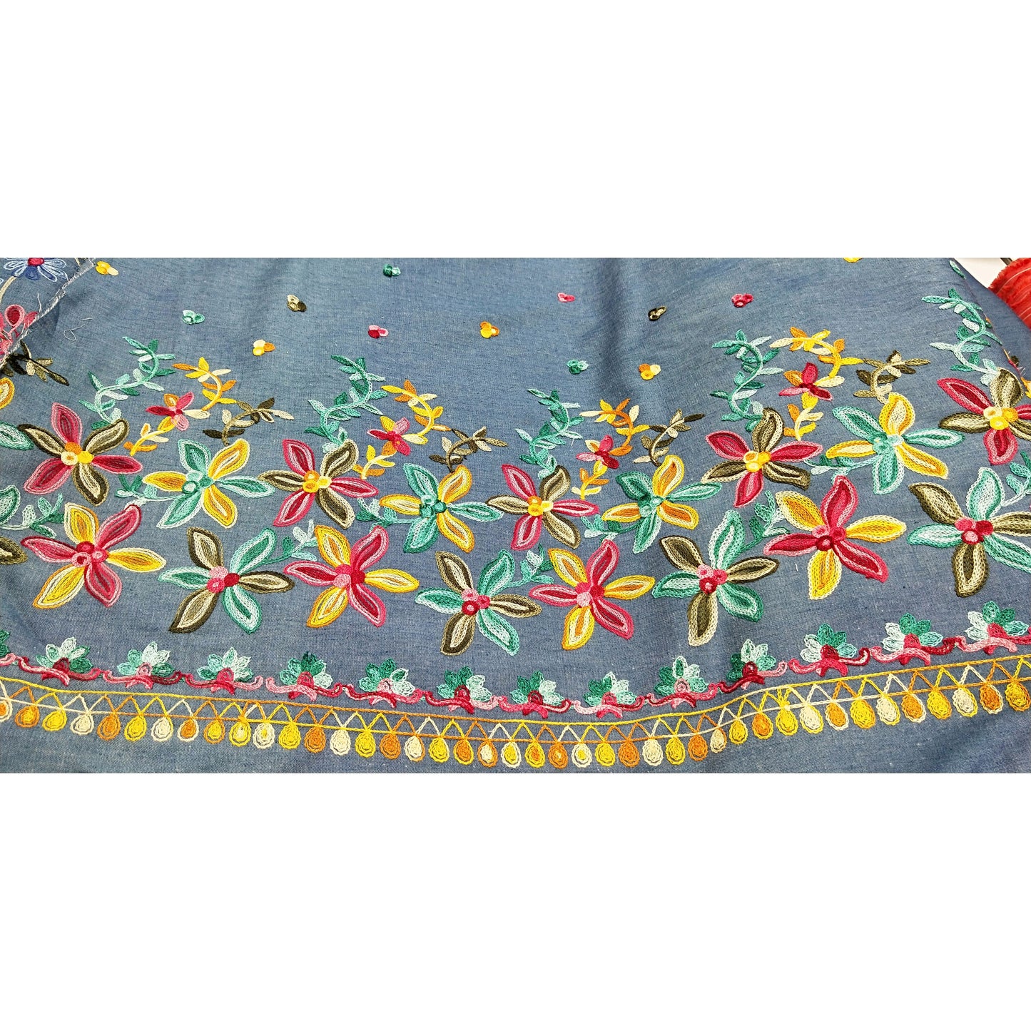 boarder embroidered woven fabric