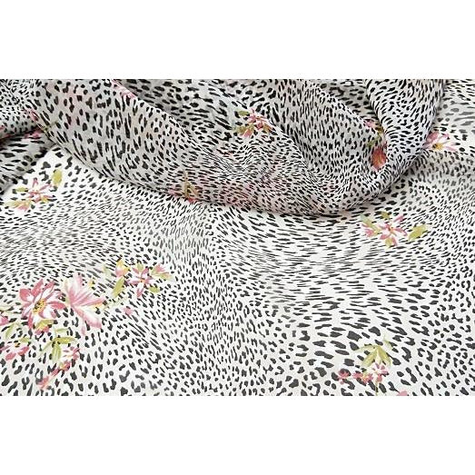Bella - Leopard/floral printed chiffon- sold by 1/2mtr