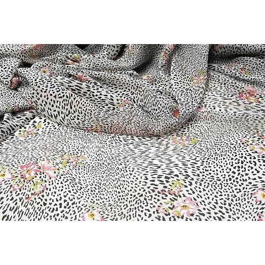 Bella - Leopard/floral printed chiffon- sold by 1/2mtr