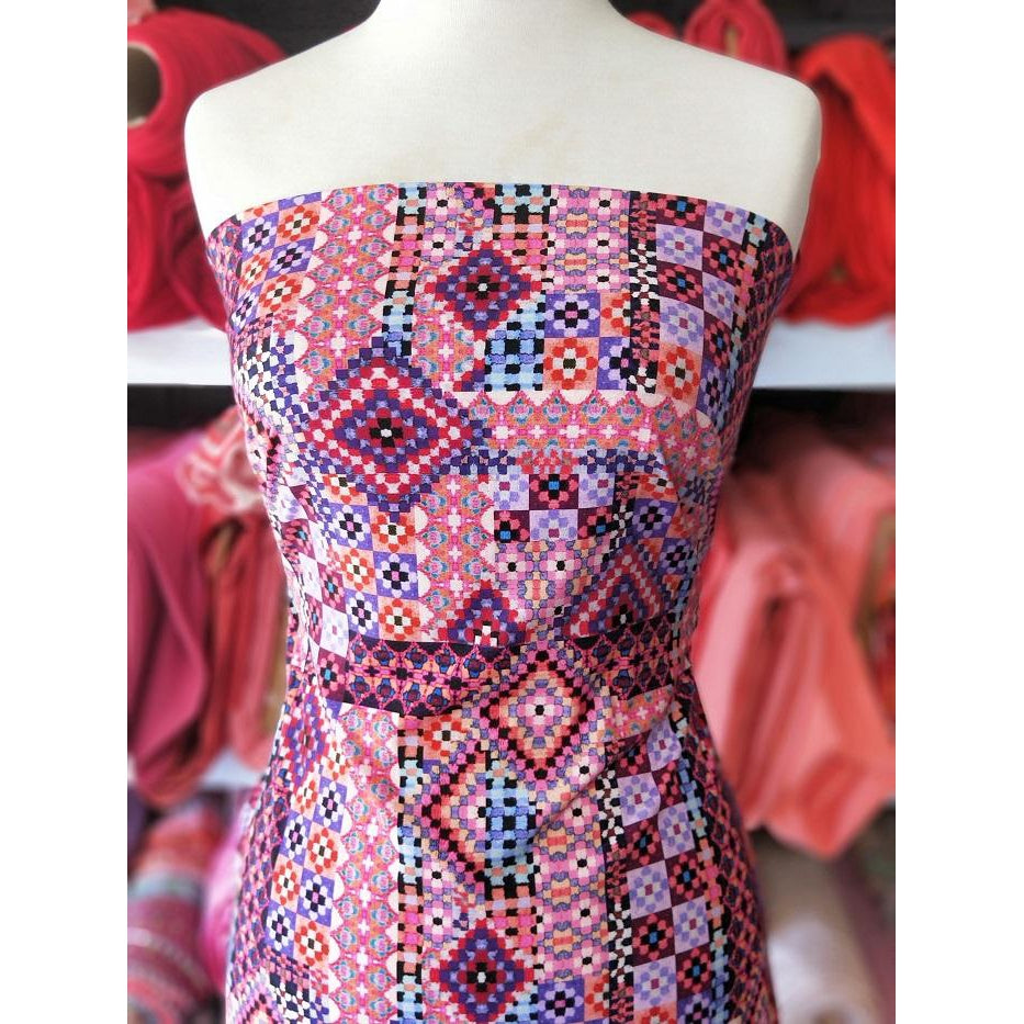 Mosaic design woven cotton fabric - sold by 1/2mtr