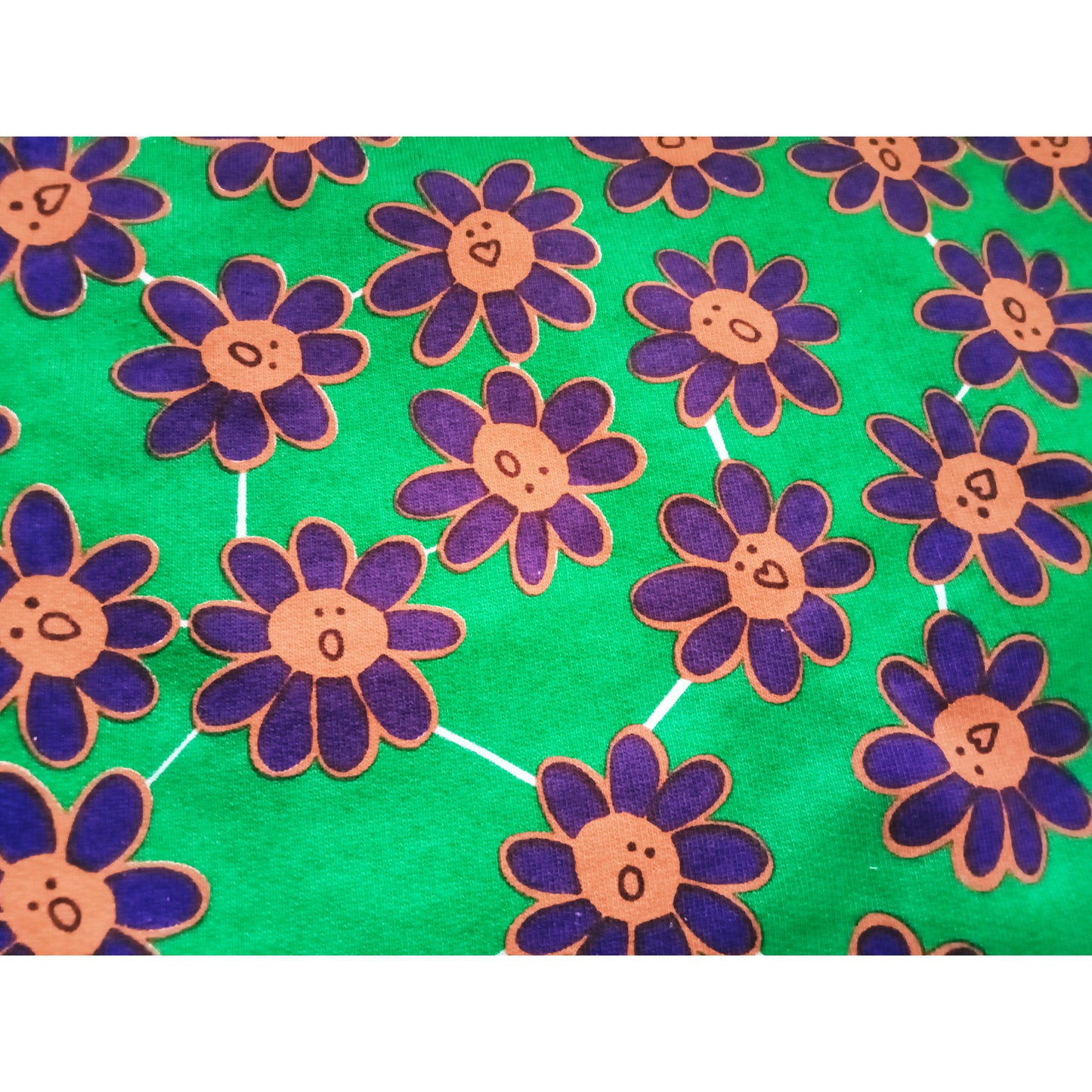 Daisies - unbrushed fleece knit fabric- sold by 1/2mtr