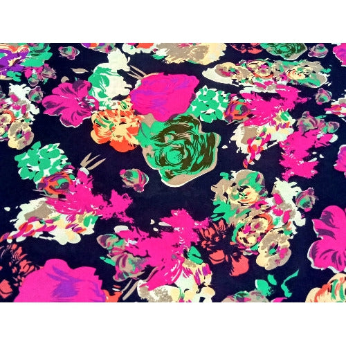Gypsy- floral printed faille fabric -sold by 1/2mtr