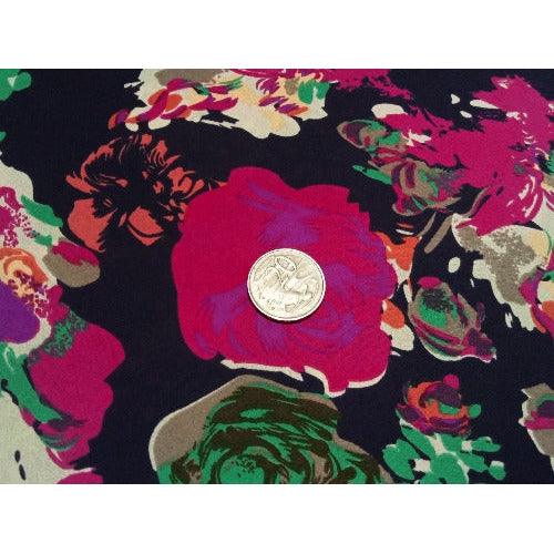 Gypsy- floral printed faille fabric -sold by 1/2mtr