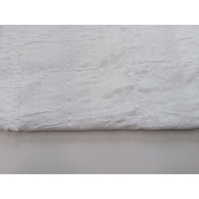 Ella- embellished white woven cotton fabric