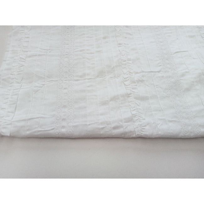 Ella- embellished white woven cotton fabric