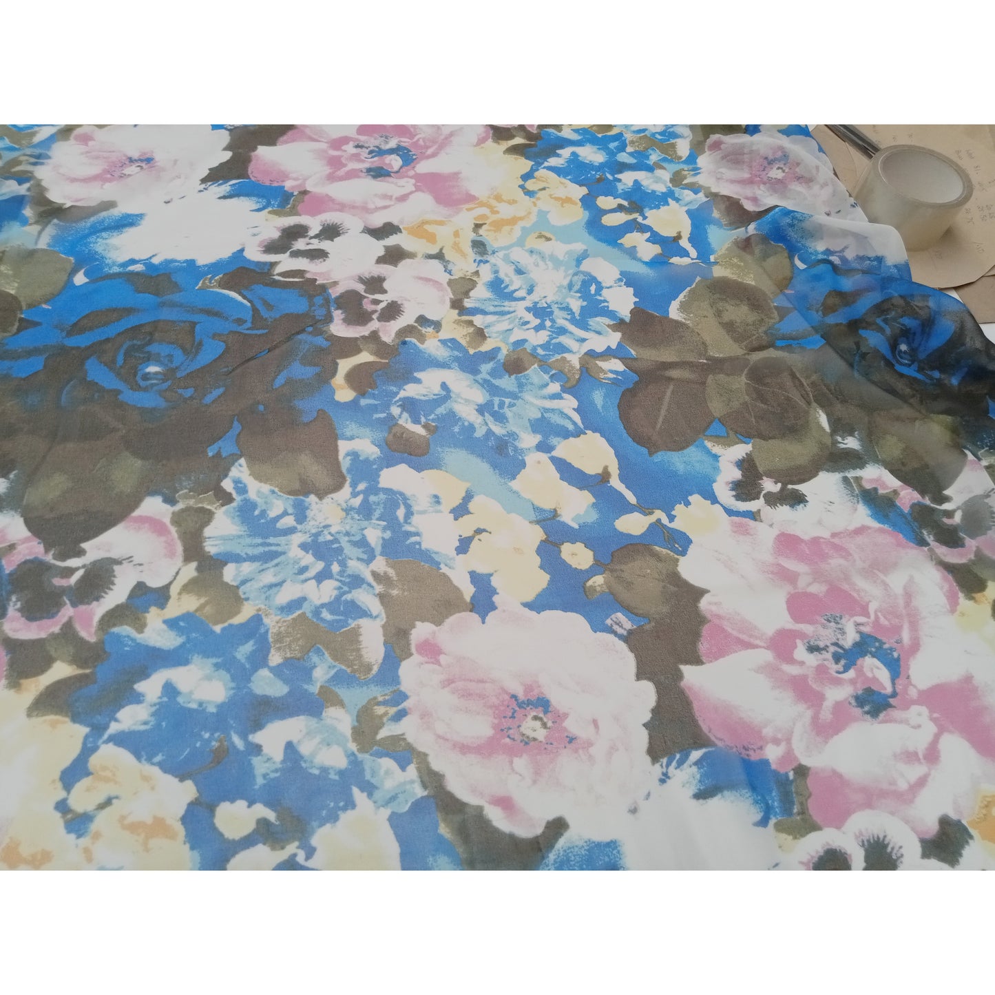 Stunning large floral printed chiffon fabric -sold by 1/2mtr
