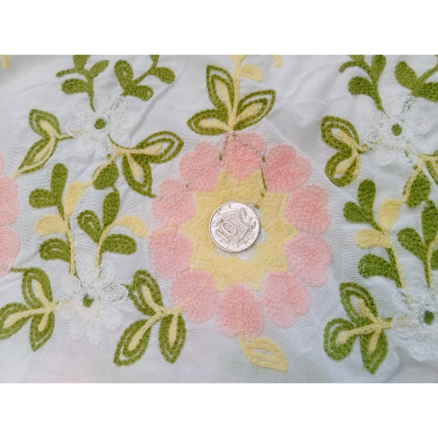 Marina - floral embroidered cotton fabric -sold by 1/2mtr