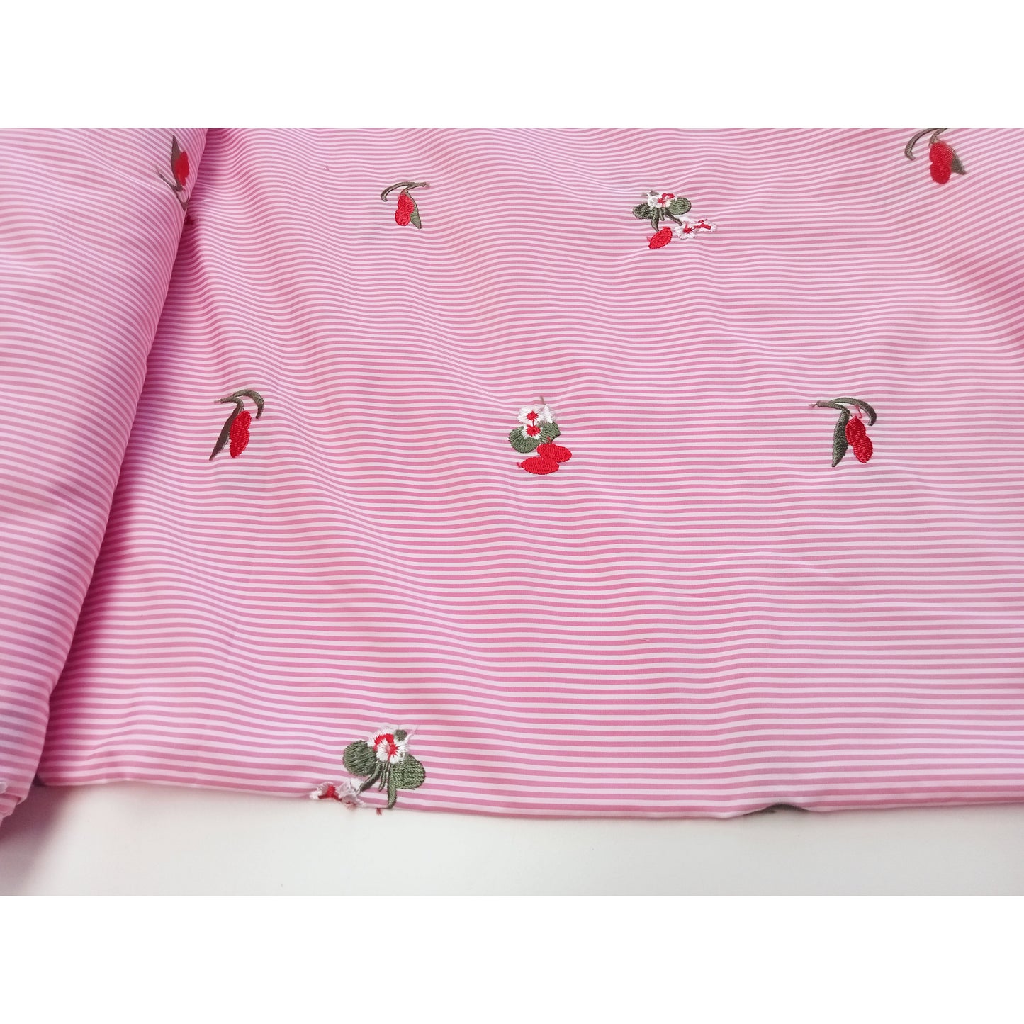 Stripe printed floral embroidered