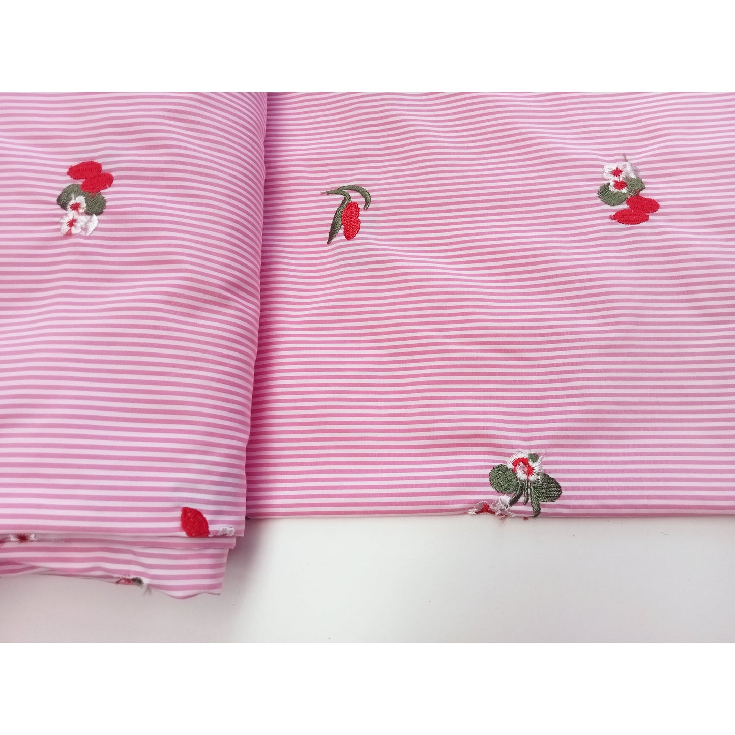Stripe printed floral embroidered
