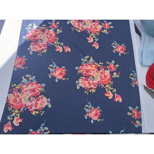 Veronica - rose printed woven crepe fabric-sold by 1/2mtr