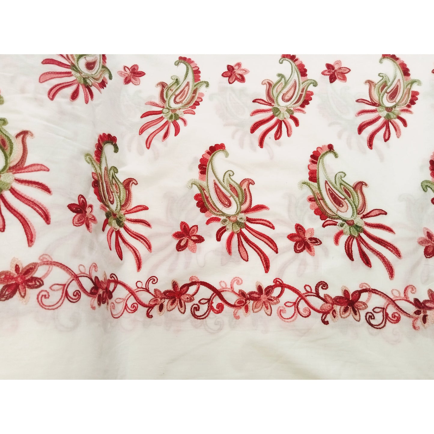 Eloise - boarder embroidered cotton fabric -sold by 1/2mtr