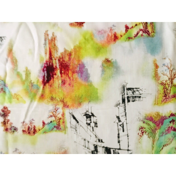 landscape - printed cotton lawn - sold by 1/2mtr