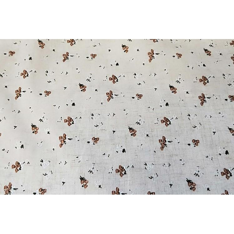 Daisy - Floral printed woven linen fabric