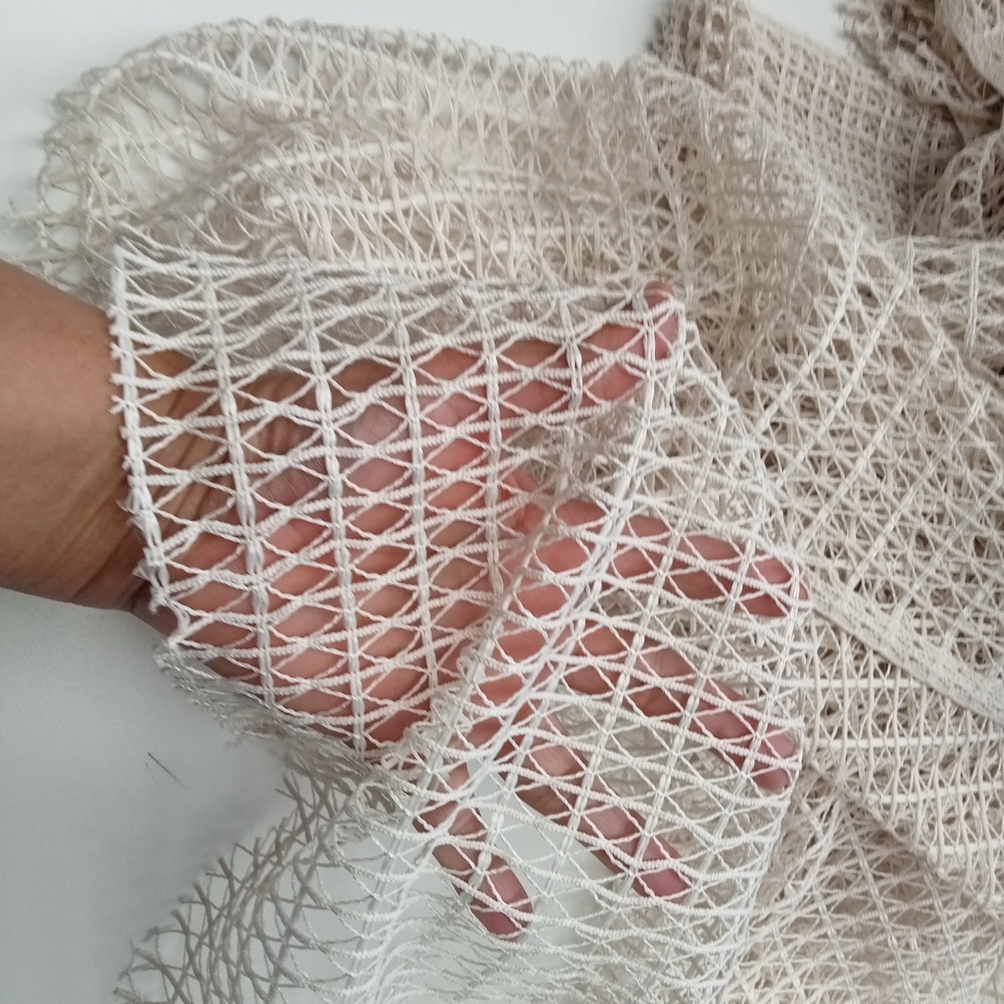 Crochet fabric - ecru. Sold by 1/2mtr.