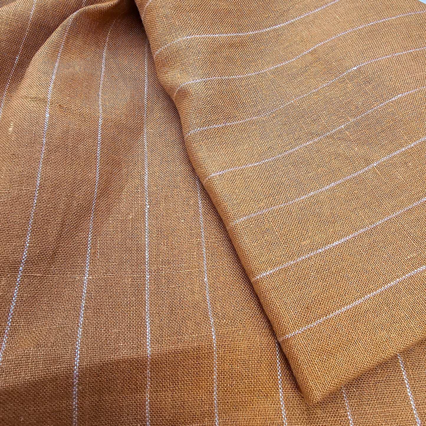 pinstripe cotton linen woven fabric - sold by 1/2mtr